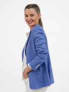 Vilagallo Jacket Gadea Herringbone Linen Blend Blazer in Light Blue